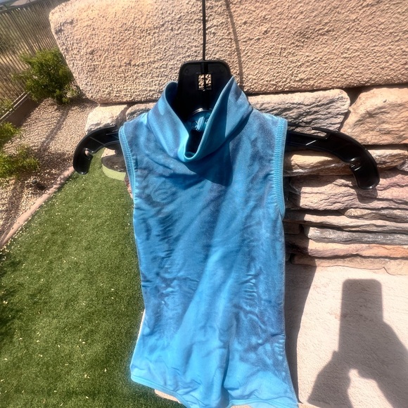 Blue dance mock turtleneck water color leotard women’s size small - Picture 3 of 17